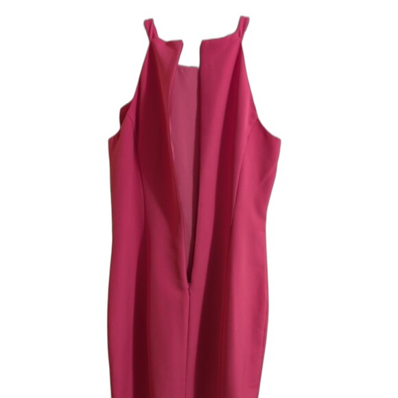 Vince Camuto New Feminine Crepe High Neck Ruffle Front Sheath Dress  Pink Sz 8 - Picture 5 of 7
